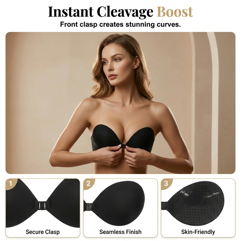 Adhesive invisible gathering bras